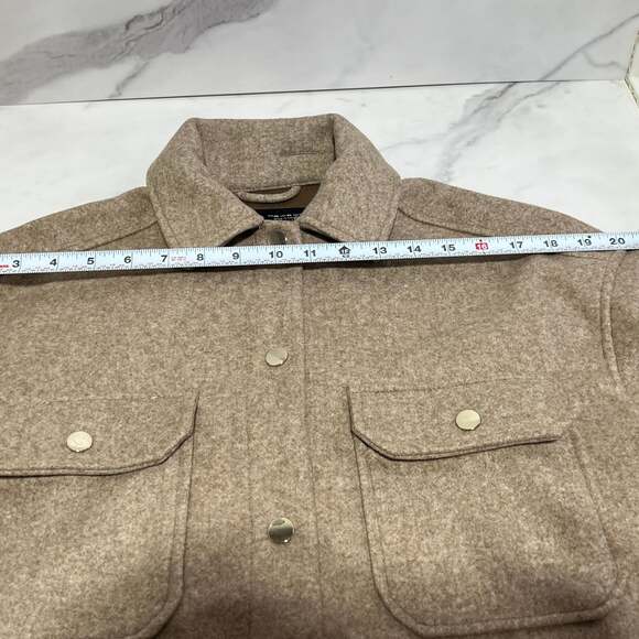 Zara Women Size XS Over-sized Soft Knit Tan Shirt Jacket Shacket - Picture 13 of 14
